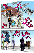 The Morioh warriors disperses from Café Deux Magots after discussion about Shigechi's death is over