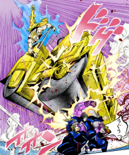 DIO drops a road roller on Jotaro