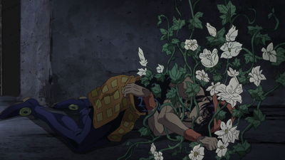 Narancia is put to rest by Giorno, promising him that he will take him home