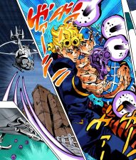 Giorno and Mista work together to ground Cioccolata's helicopter