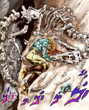 Diego falls unconscious around dinosaur fossils, foreshadowing Scary Monsters