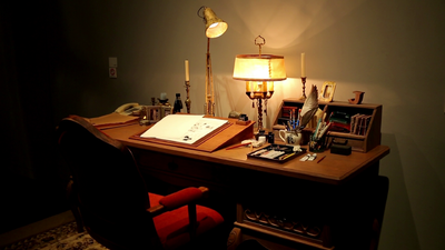 Replica of Rohan's desk from Part 4 in the 2012 JoJo Exhibition