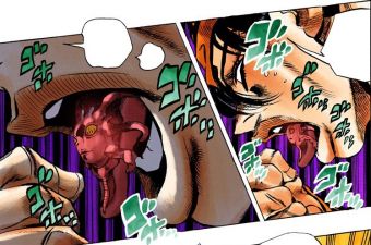The Stand's first appearance, attached to Narancia's tongue