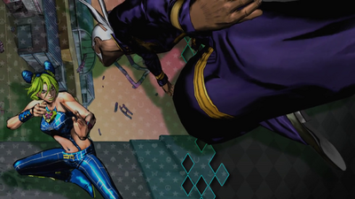 Jolyne battles Pucci in the game's credit sequence