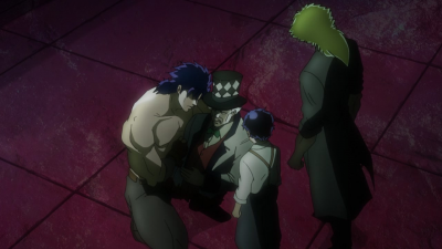 Jonathan and his allies mourn over Zeppeli's death