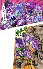 Purple Haze lets out its signature cry and destroys a wall
