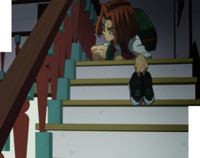 Sneaking back home, Hayato eavesdrops on his parents.