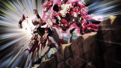 Polnareff's limbs severed by King Crimson