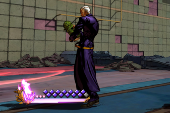 Pucci recites 14 phrases to the Green Baby to activate C-MOON in All-Star Battle