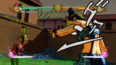 Anasui watches as his Stand enters opponent's body