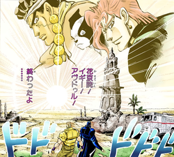 The fallen members remembered by Jotaro and Joseph