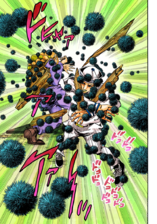 Chestnuts hurl towards Josuke and Norisuke