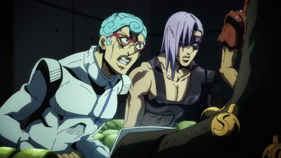 Ghiaccio's first appearance, furious when Melone tells him about the meager pay for the team's job