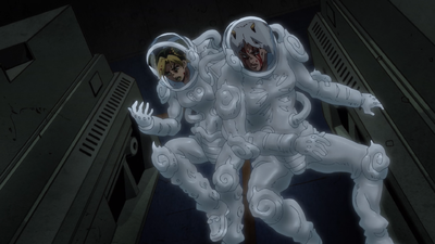 Weather Report making cloud suits for Weather and Jolyne