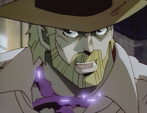 Joseph covers himself with Ripple-infused Hermit Purple, thinking it'd trick The World (DIO's Power) into punching him