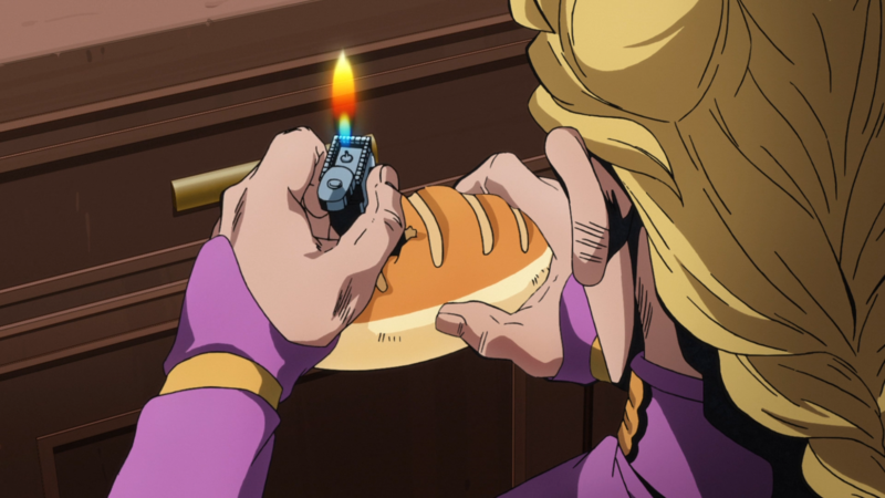 File:Anime Giorno puts lighter in bread.png