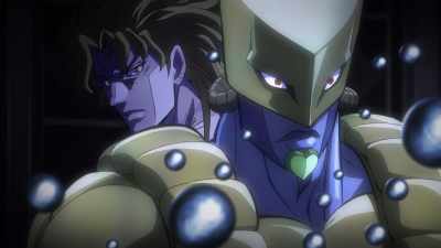 DIO awakens his Stand for the first time to stop a shotgun blast
