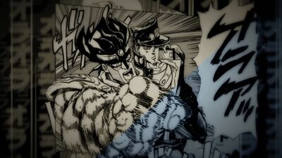 Star Platinum throwing the first punch against DIO in Chapter 256, JoJo ~Sono Chi no Sadame~