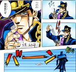 Jotaro Paying Out Steely Dan's Receipt.png
