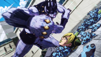 Whitesnake about to punch Jolyne anime.png