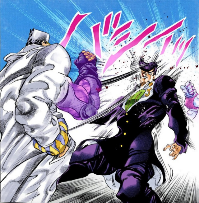 File:Jotaro fighting Josuke.png - JoJo's Bizarre Encyclopedia | JoJo Wiki