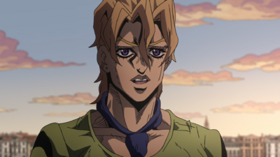 Fugo naively telling Bucciarati that he hopes they'll aim for a higher position in the organization