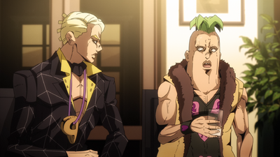 Prosciutto next to Pesci at a restaurant, chastising him for drinking milk