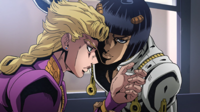 Giorno being intimidated by Bruno