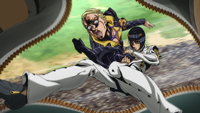 Prosciutto being forcefully dragged out of the train along with Bruno