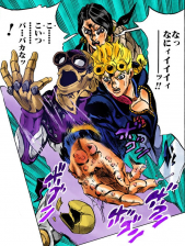 ...which backfires and lets Giorno infect it with the virus from a broken capsule