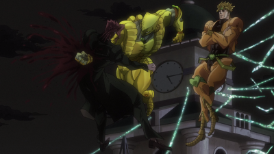 The World punches straight through Kakyoin's chest
