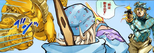 Attacking Johnny with THE WORLD's fist at the same time
