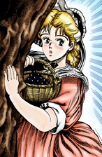 Erina traz uma cesta de uvas para Jonathan