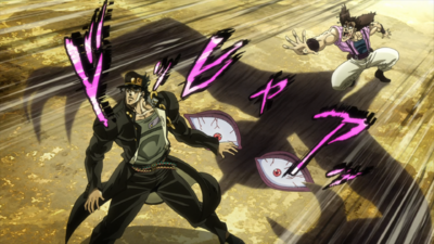Sethan launching an attack on Jotaro