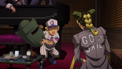 Emporio pulling a ghost trash can out of his pocket