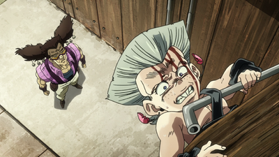 Child Polnareff at the mercy of Alessi.