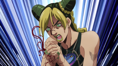 Jolyne pricked by the gift her father sent her