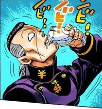 Okuyasu drinking the water