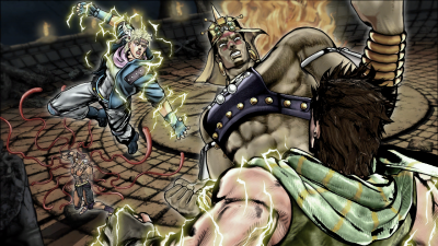Joseph and Caesar facing off against the Pillar Men in the new timeline