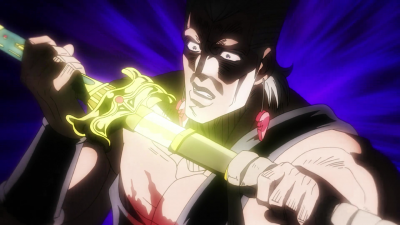 Anubis being unsheathed by Polnareff