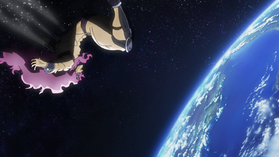 Kars attempts to use air jets to change his trajectory back to Earth