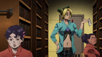 Jolyne showing off bank note.png