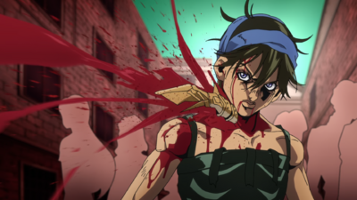 Narancia not even flinching after Clash tries ripping his throat out