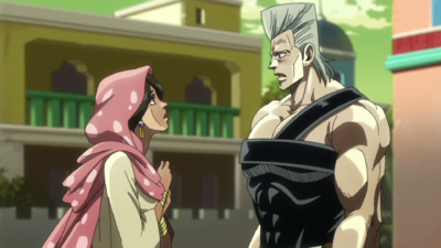 Malèna finds Polnareff, little did she know that the man is also the child who saved her