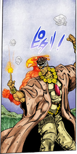 Avdol with a flame on his finger right before the iconic "YES I AM!"