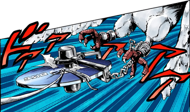 First appearance, flying towards Jotaro Kujo's Stand DISC