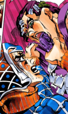 Mista tries to blow Scolippi's brains out