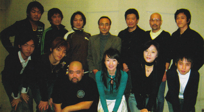 Rikiya Koyama with the Cast of the Phantom Blood Movie (top far right)