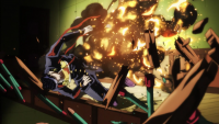 Josuke caught in explosion.png