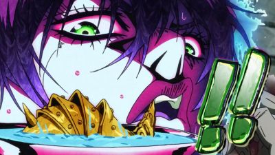 Narancia notices Clash in his spoon.